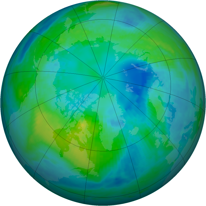 Arctic ozone map for 17 October 1990